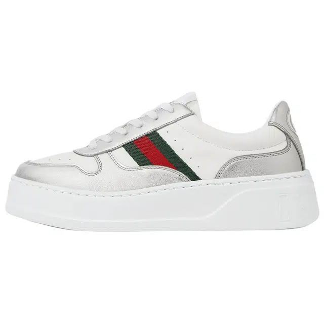 Gucci Leather Lace-Up Low Top Sneakers White