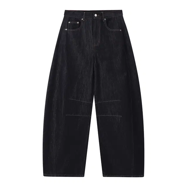 江南先生 城市接力赛 美式复古结构压褶斜纹弯刀秋休闲宽松舒适纯色百搭长裤牛仔裤 男女同款