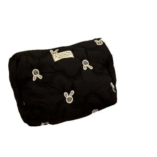 泛瓷黑色刺绣小兔高级感小众收纳包便携大容量旅行洗漱包化妆包