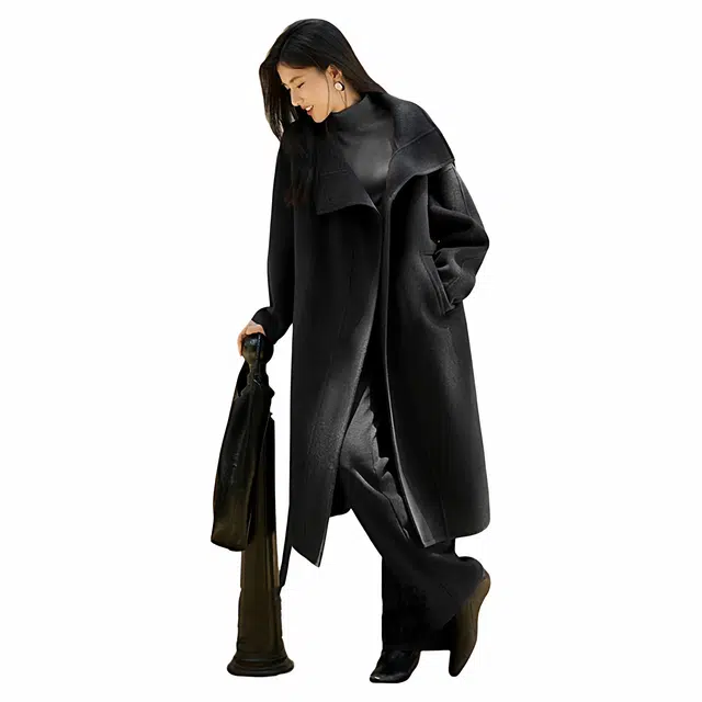 佐塞斯 高端品质轻奢羊绒蚕丝羊毛秋冬高级感优雅长款毛呢外套大衣 女款