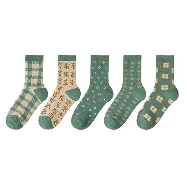 水中花 袜子加厚毛圈袜抗起球学院风简约百搭学生高弹不勒脚青少年抗寒锁温保暖棉袜不冻脚秋冬中筒袜 女款