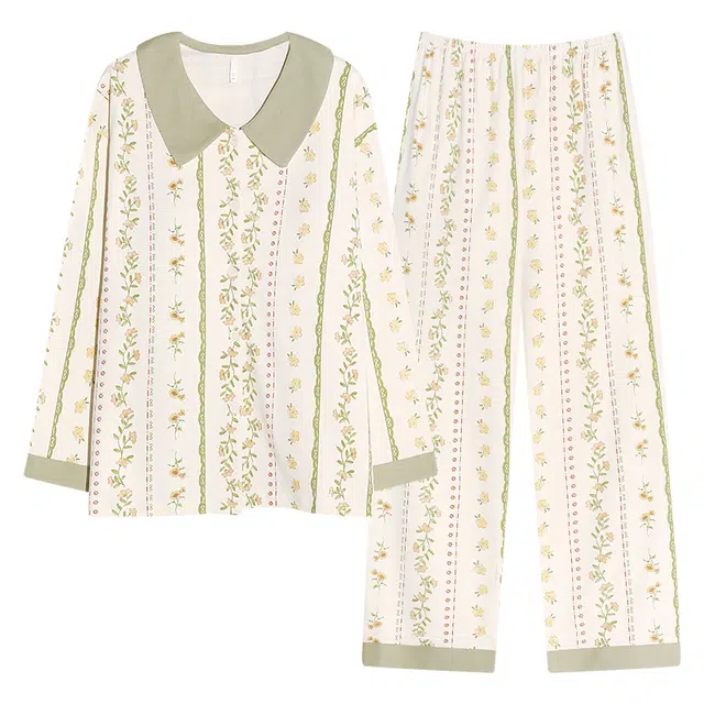 帕兰朵 春秋全棉款长袖裤女士开衫纯棉大码休闲家居服可外穿睡衣套装 女款