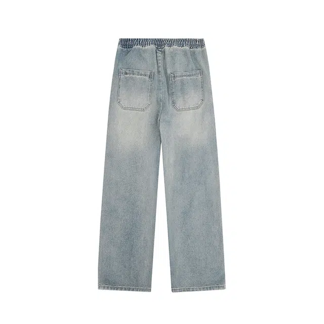 邦固依品 美式复古高街窄版水洗做旧休闲直筒百搭舒适垂感不紧绷显高显瘦牛仔裤 男女同款