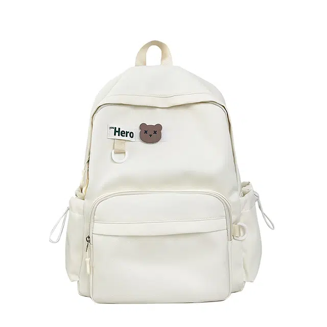 蔻蒂熊 高颜值初中生女生大容量书包背包减负小学生高中生大学生旅行 尼龙布 双肩包 常规 白色/黑色/蓝色/紫色/粉色