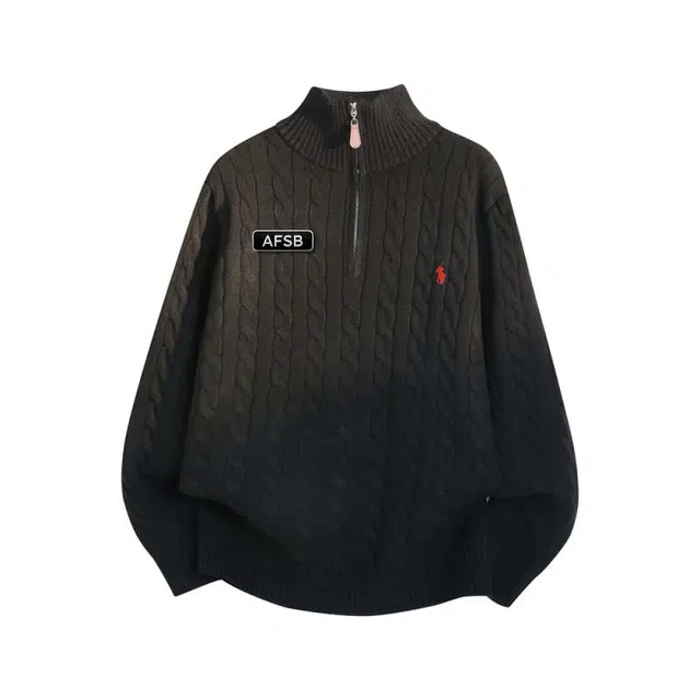 艾梵斯贝 美式复古简约刺绣设计轻奢高级感半高领纯色老钱风日常通勤百搭宽松休闲商务气质无性别时尚都市情侣款针织衫 男女同款