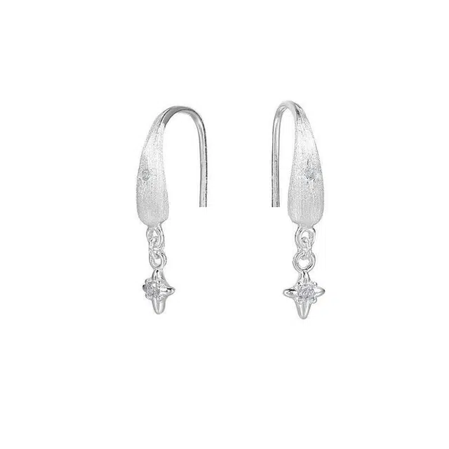 清脆小溪 拉丝纹理水滴四芒星简约小众设计高级感精致轻奢气质创意个性独特耳饰日常通勤百搭 合金 耳环 女款