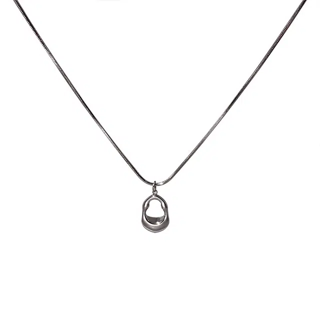 艾卡拉 镂空几何素链众极简设计吊坠国风设计 合金 项链 男女同款情侣款