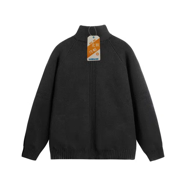 北欧攻略 韩系立领小众宽松休闲复古高质量针织衫 男女同款