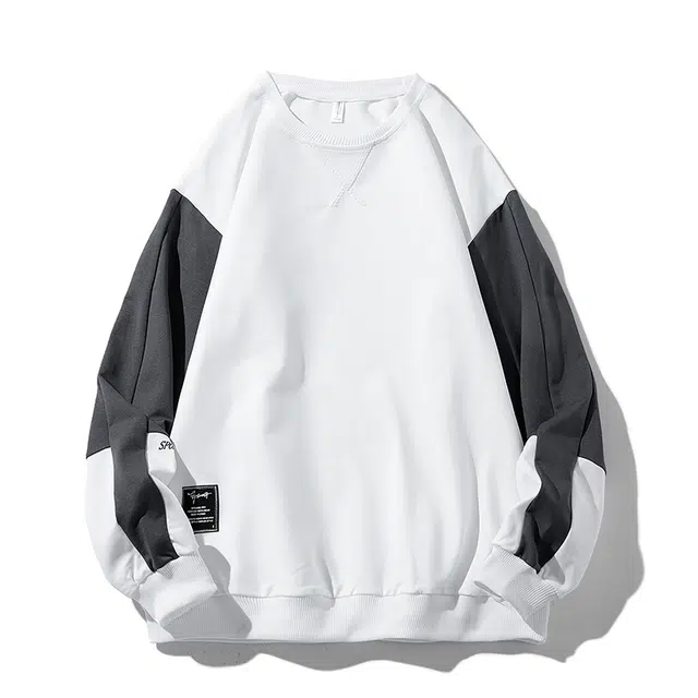 马员外 春秋季圆领拼接简约百搭潮流卫衣 男款