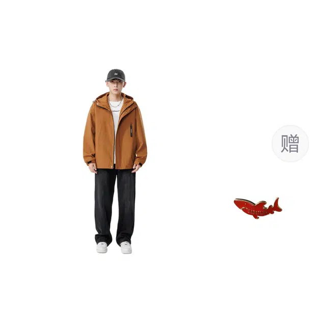 大白鲨 春秋季高品质潮牌男装爆款连帽情侣外套工装夹克 男款