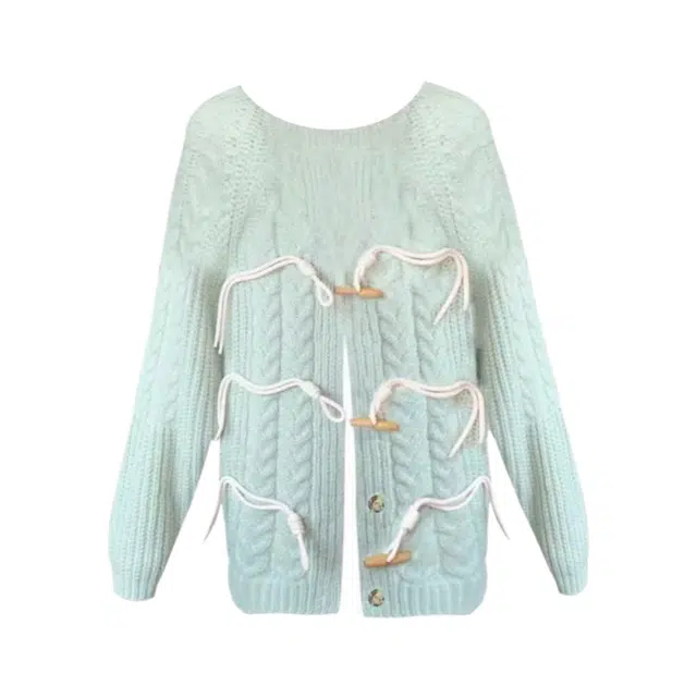 望莱仕 韩系甜妹慵懒风奶呼呼外套女春季爆款减龄百搭牛角扣针织衫 女款
