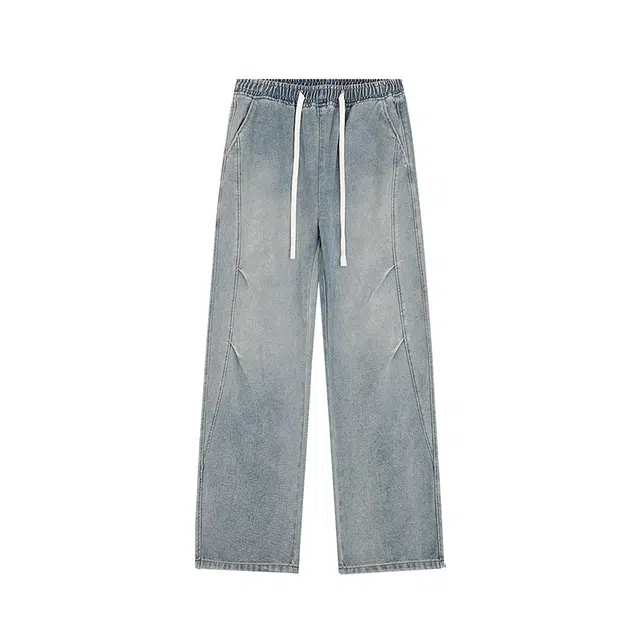 邦固依品 美式复古高街窄版水洗做旧休闲直筒百搭舒适垂感不紧绷显高显瘦牛仔裤 男女同款