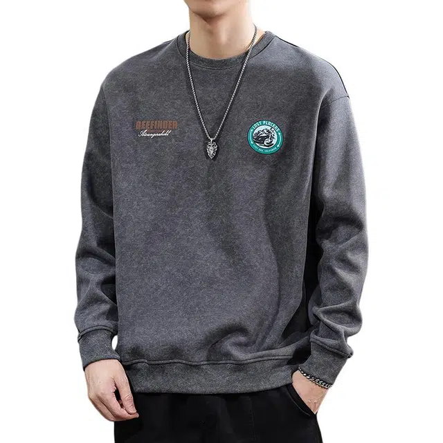 遨宇 美式复古重磅套头极简宽松户外长袖卫衣 男款