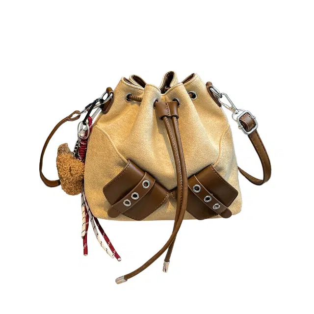 度森袋鼠 复古时尚小众韩版 麂皮 单肩包 常规 女款 多色