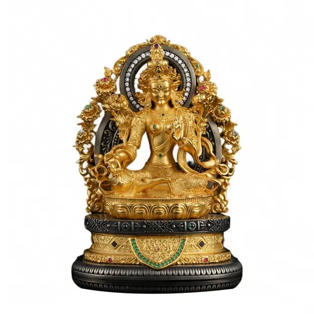 【藏传臻品】 喜三福 匠心精铸大尺寸白度母铜雕铜像 古法藏式办公室玄关供奉佛像 艺术收藏级文玩纳福招财 #好运 铜 摆件 男女同款情侣款