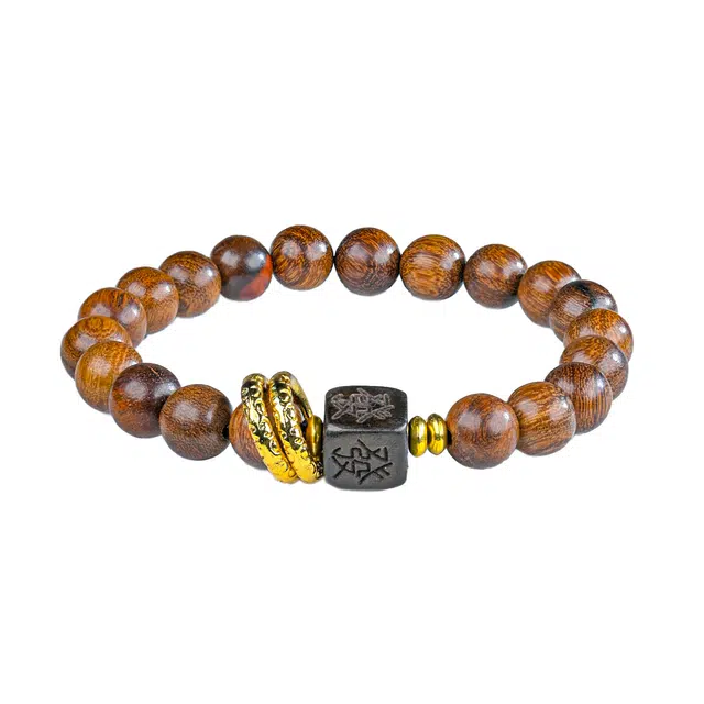 灵晔 新中式国潮小众好运连连高级文玩小众简如意步步高升轻奢转运新颖出街平安顺遂#好运 金丝檀木 手串 男女同款情侣款