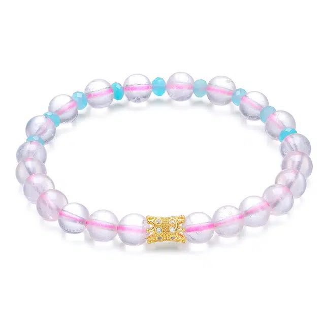 东方翡翠 梦幻粉晶彩彩耀皇冠映配多宝时尚粉嫩公主风显白能量磁场暴富#好运 粉水晶 手串 女款