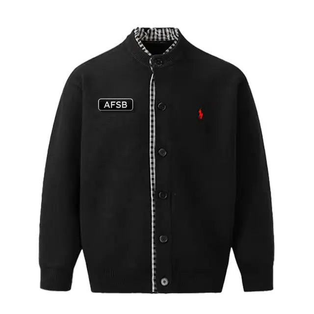 艾梵斯贝 美式复古老钱风刺绣假两件小众设计款高级感无性别日常通勤百搭宽松休闲时尚商务轻奢气质情侣款针织衫 男女同款