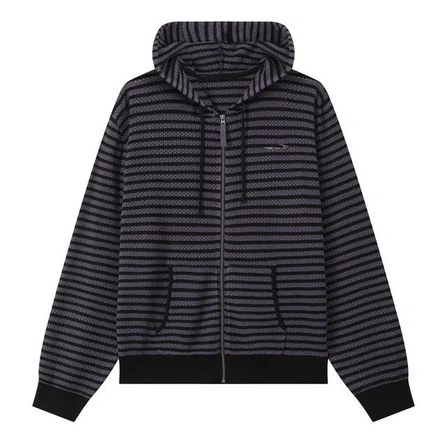 江南先生 城市接力赛 美式复古条纹撞色包针刺绣宽松百搭连帽拉链长袖开衫秋季毛衣 男女同款