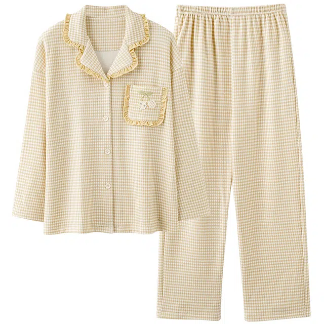 俏薇妮 德绒春秋冬季月子服哺乳女孕妇产妇加厚加绒产后家居服睡衣套装 女款