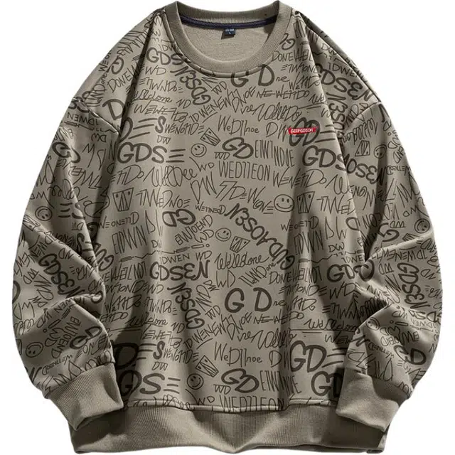 马员外 休闲百搭圆领套头时尚简约宽松长袖卫衣 男款