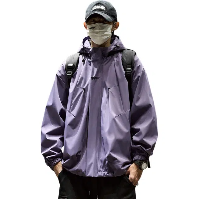 邦固依品 外套男春秋美式连帽宽松机能工装冲.锋衣户外情侣潮牌夹克棉服 男款