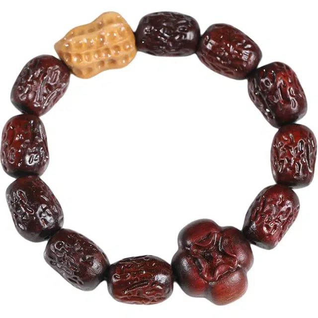 得笙陌 好事发生新中式好运手持串雕刻红枣珠文玩转运 红花梨 木作手串 男女同款情侣款
