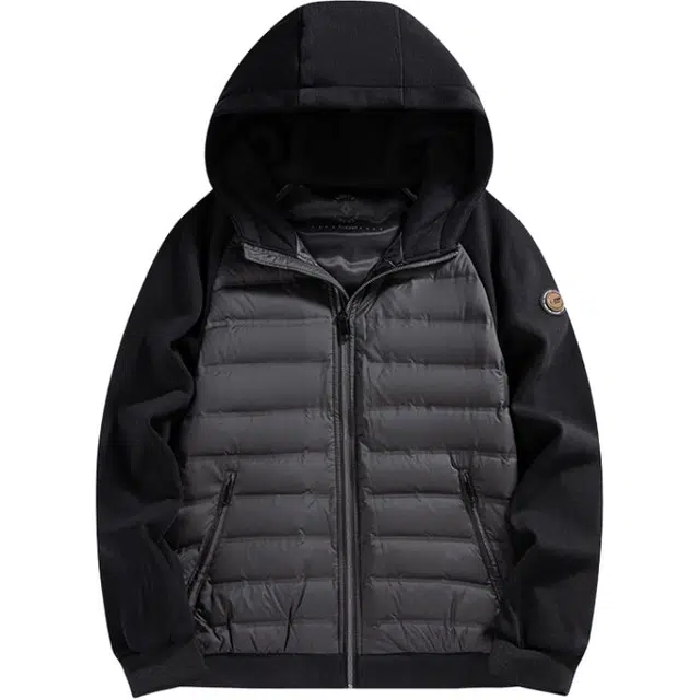 雅鹿 轻薄短款秋冬纯色插肩袖长袖连帽宽松休闲风羽绒服 男女同款