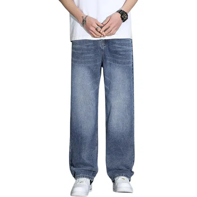 老爷车 男装春秋季直筒宽松休闲百搭基础减龄款裤子牛仔裤 男款