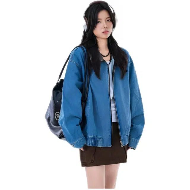 木木兔 潮流时尚秋季女装外套 简约百搭 美式复古短款高街情侣长袖上衣潮夹克 男女同款