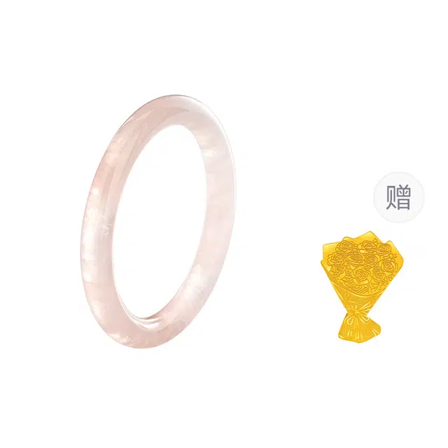 【初恋】 老庙 爱情之石 西柚粉晶 赠手机贴 温柔桃粉 桃花芙蓉粉 浪漫  古风旗袍汉服 一步一响 新中式 精致优雅天然 粉水晶 手镯 女款