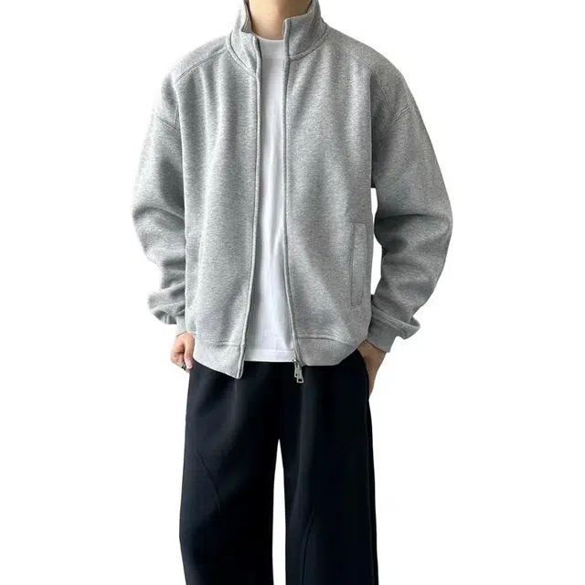 拓菲 重磅外套秋季短款男立领运动简约休闲纯色夹克 男女同款