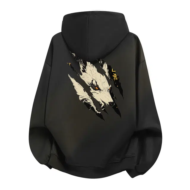 阿凡迪 美式高街复古爪痕字母印花校园百搭户外通勤亲肤舒适宽松休闲长袖落肩套头重磅连帽卫衣 男女同款