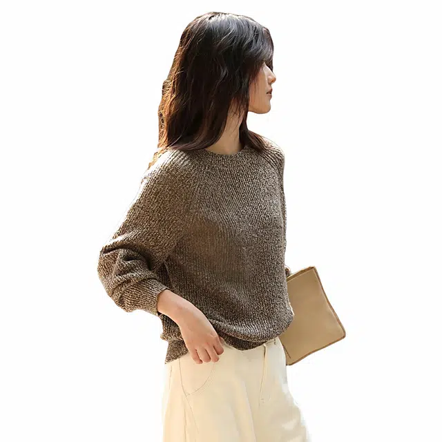 佐塞斯 高端品质轻奢绒感混色休闲秋冬套头连帽围脖宽松慵懒针织衫 女款