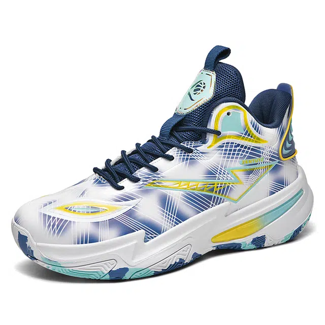 酷丁 百搭时尚学生专业体育训练运动鞋 防滑 超纤皮 减震回弹耐磨 高帮 篮球鞋 男女同款