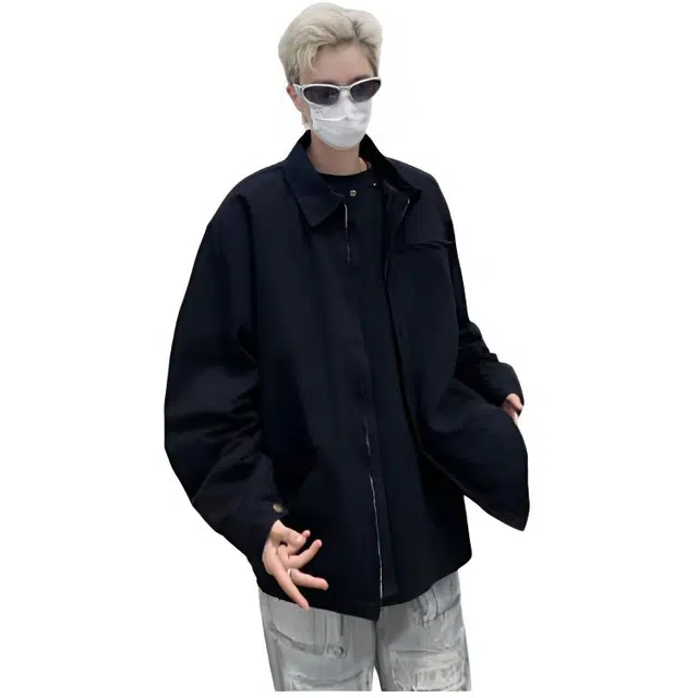 木木兔 美式高街重磅男士长袖外穿冬季休闲秋冬穿搭轻奢潮流百搭衣服冬天国潮宽松潮牌运动复古外套夹克 男款