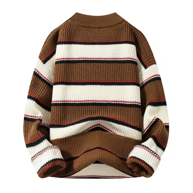 卡丹狄诺 秋冬季条纹撞色保暖男士上衣毛衣 男款