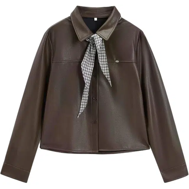 爱依服 亮面皮通勤百搭常规长袖夹克 女款