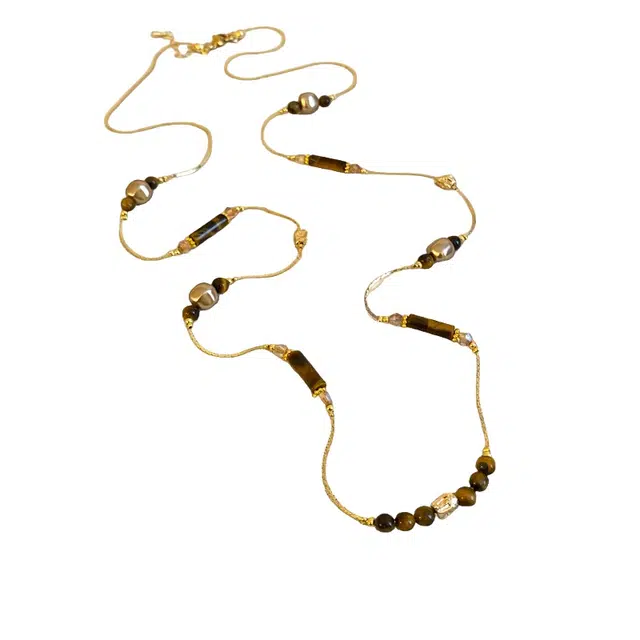 仙园韵 叠戴装饰颈链长款高级感轻奢小众毛衣链复古美拉德配饰#好运 虎眼石 项链 男女同款情侣款