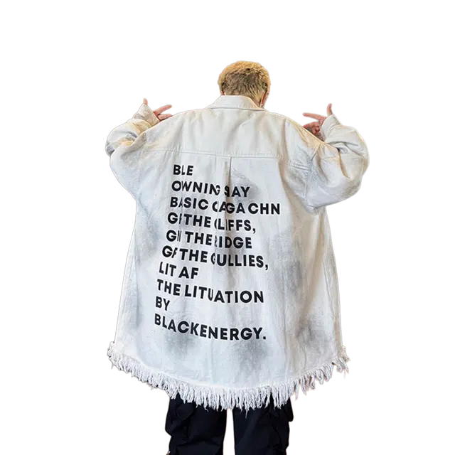 虫小绿 美式扎染字母翻领潮牌高街痞帅宽松水洗做旧夹克 男女同款