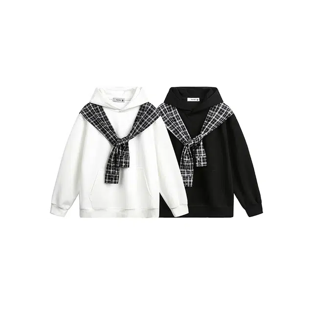 欧路得 欧路得 假两件披肩连帽男女秋季潮牌设计感纯色帽衫高街百搭宽松外套卫衣 男款