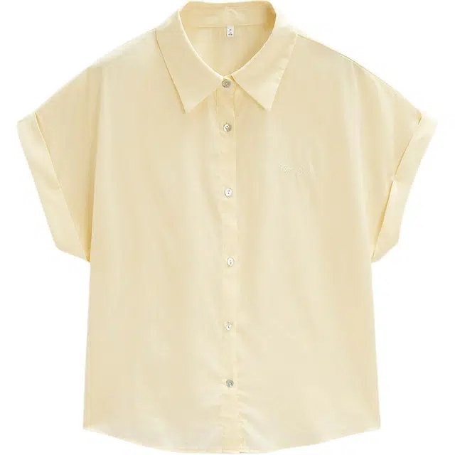 爱依服 简约纯色通勤短袖衬衫 女款