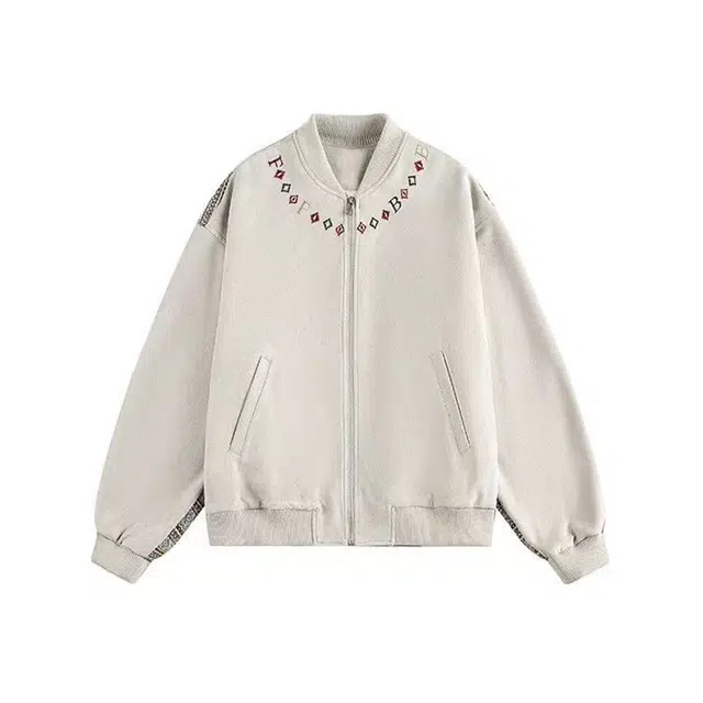 棉购  美式字母印花飞行外套拉链百搭舒适棒球服夹克  男女同款