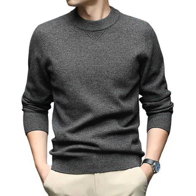 卡丹狄诺 山羊绒绵羊毛混纺男士秋冬保暖加厚圆领羊毛衫男品质亲肤软糯含毛衣 男款