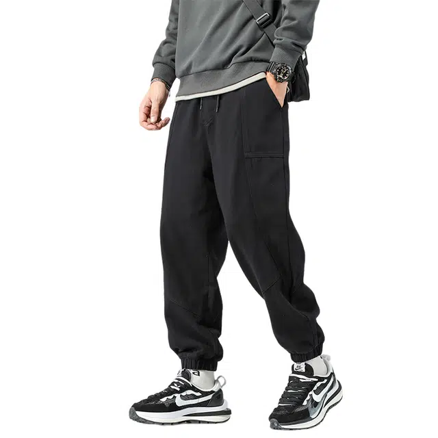 赛瀚 工装束脚休闲裤男款高街美式复古宽松拼接设计春秋厚款百搭舒适亲肤男装长裤显瘦显高少年感潮流通勤外穿时尚男士裤子 男女同款