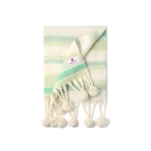 宫里的世界 清新简约撞色条纹 聚酯纤维 绒线围巾 男女同款情侣款