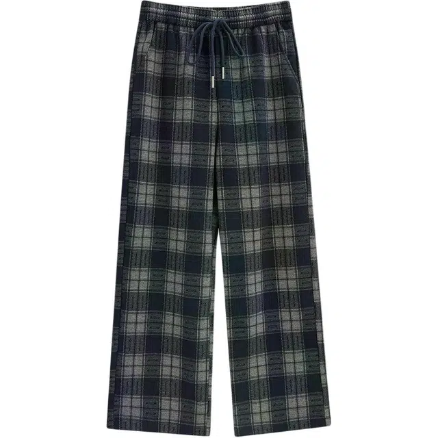 爱依服 风格子百搭阔腿宽松自然腰休闲裤 女款