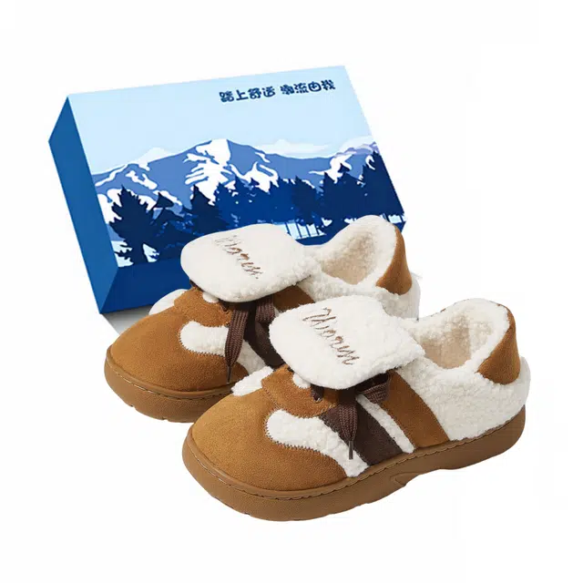小鹿米利 暖冬云朵绒德训鞋外穿加绒保暖休闲系带防寒面包鞋 低帮 棉鞋 女
