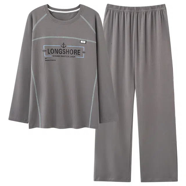 莫代尔 耐磨耐穿韩版舒适柔软亲肤细腻宽松不易起球家居服可外穿男士睡衣套装 男款