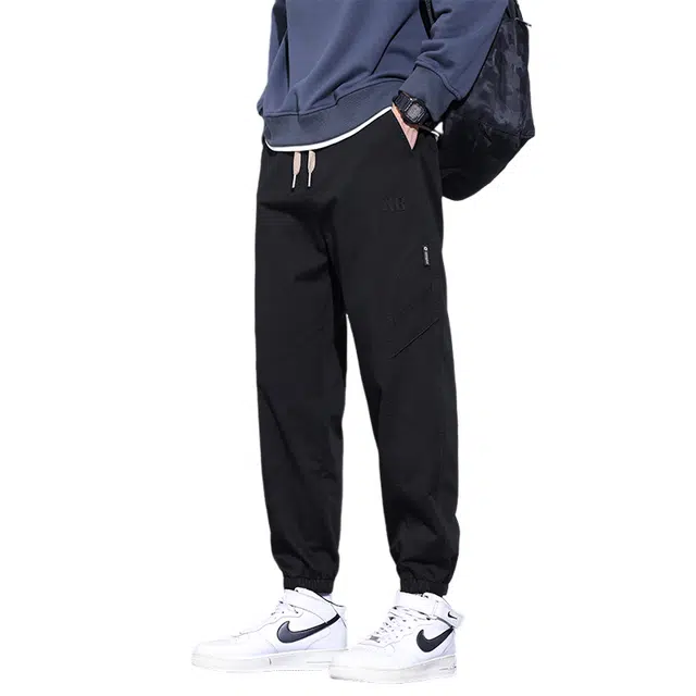 赛瀚 复古潮流束脚休闲裤男款纯色美式运动卫裤春秋厚款百搭舒适亲肤男装长裤宽松显瘦显高青少年高街通勤外穿男裤 男女同款